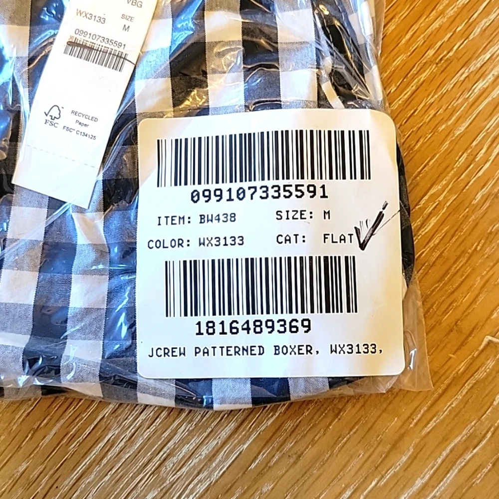 J. Crew Men's Boxer Underwear Medium Blue/White Gingham NWT